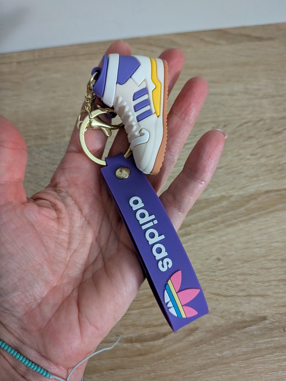 adidas Kids Purple White Sneaker Keychain Like New High Tops Streetwear Nwot